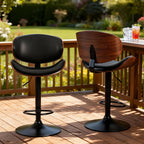 2pcs Or 4pcs for Bar Stool Set with Adjustable Height, PU Leather Seat Cushion, Ergonomic Backrest, Footrest, And Non-Slip Rubber Base, Perfect for Bars And Home Kitchen Islands