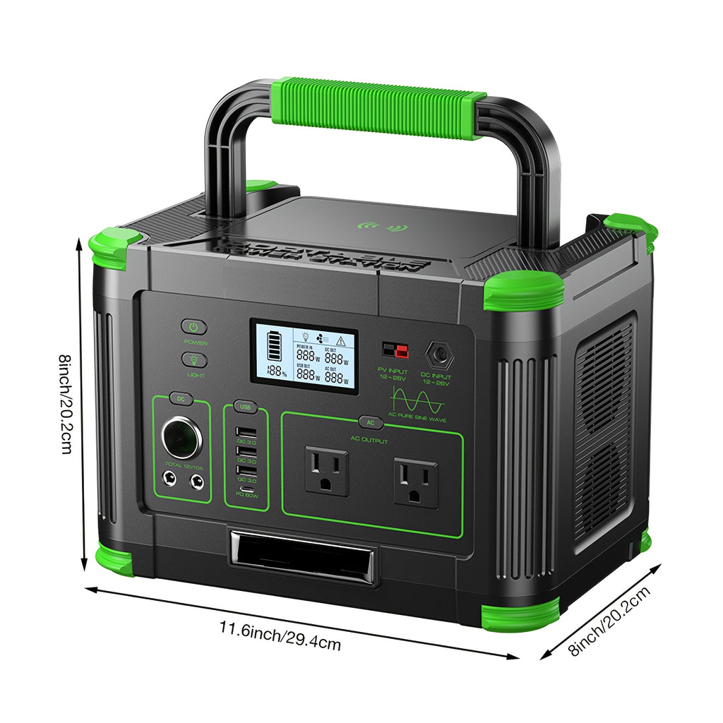 500W Solar Portable Power Station, 519Wh Portable Power Station (Peak 1000W) for Iphone Duo, Generator with Dual DC Output, PD 60W USB-C Fast Charging, ABS Material Battery Power Station Supply for Home Emergencies, Outdoor Camping, Road Trips