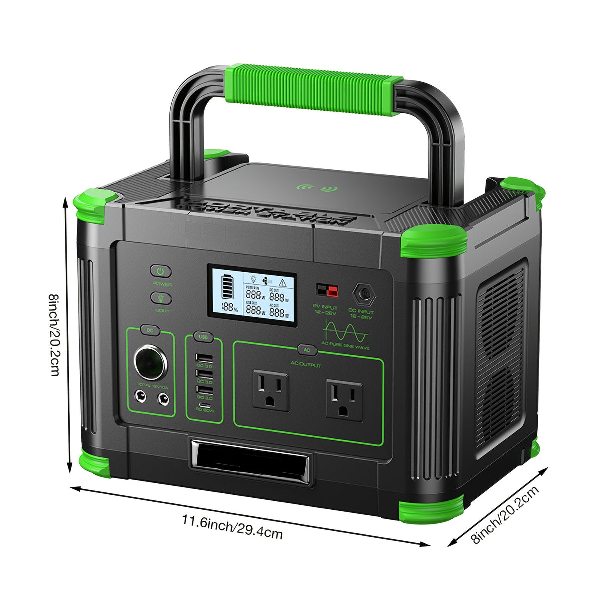 500W Solar Portable Power Station, 519Wh Portable Power Station (Peak 1000W) for Iphone Duo, Generator with Dual DC Output, PD 60W USB-C Fast Charging, ABS Material Battery Power Station Supply for Home Emergencies, Outdoor Camping, Road Trips