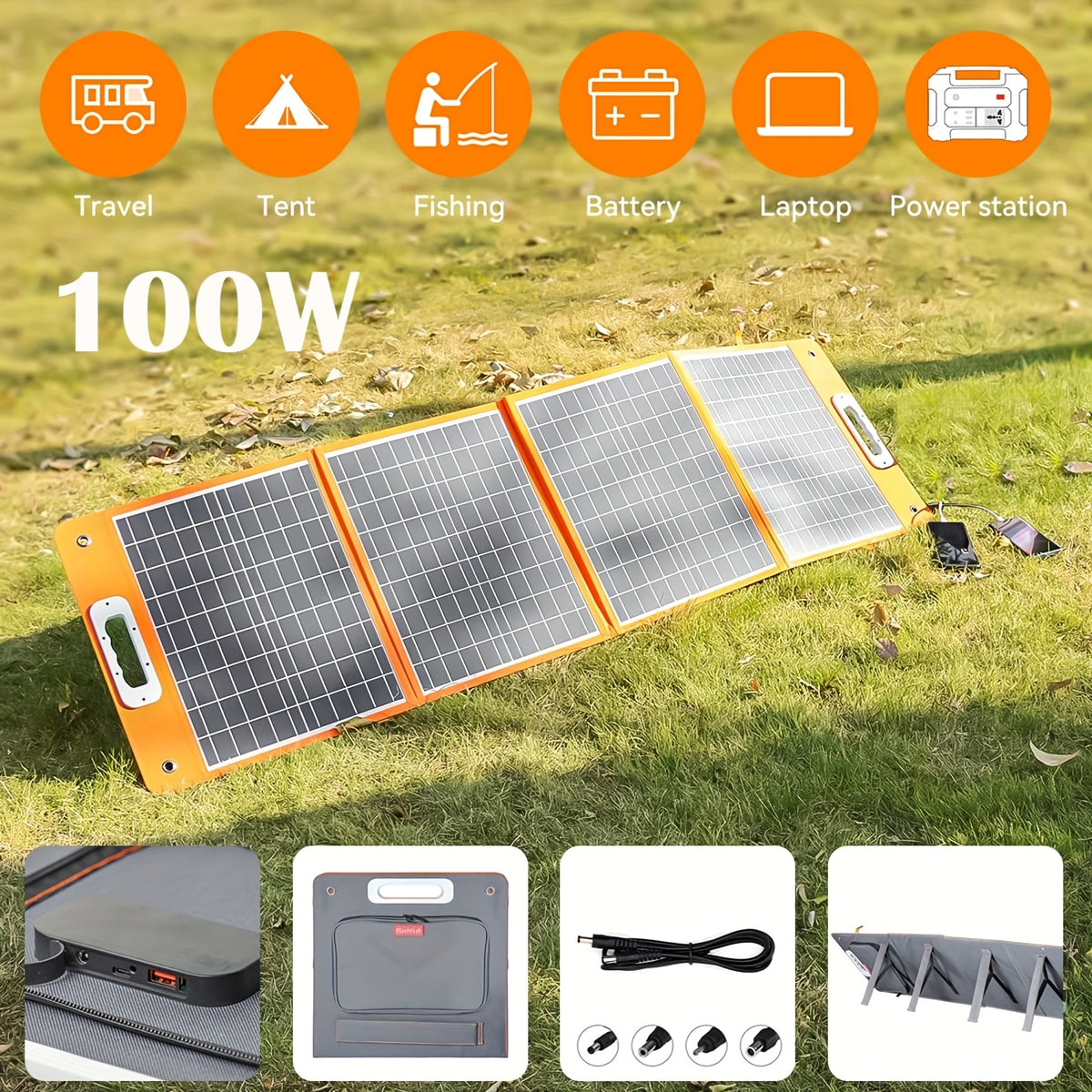 400W Portable Solar Power Station with 100W Foldable Solar Panel - 400Wh Lithium Battery Box with 400W 110V AC Outlets/DC/USB, with 60/100W Solar Panel Foldable, Ideal Off-Grid Power Supply Battery Power Bank for Home Emergency & Outdoor Camping
