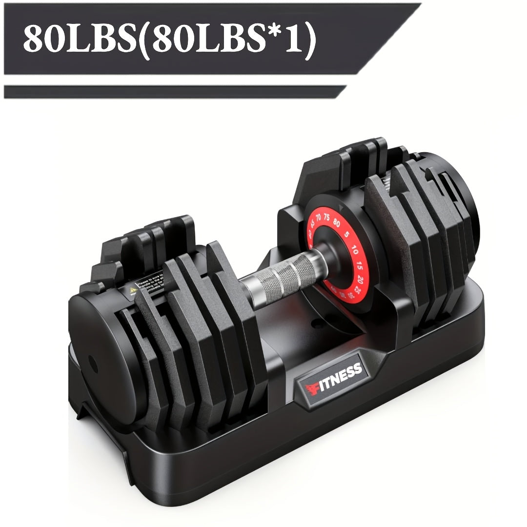 80/55LBS Adjustable Dumbbell with Base (1pc/2pcs), Non-Slip Textured Handle, 1 Second Weight Adjustment, Octagonal Design, Suitable for Home Gym Exercise, Strength Training Equipment, Suitable for Men/Women