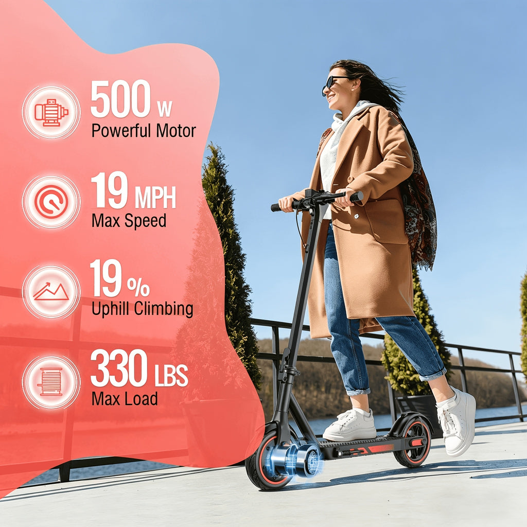V10 Electric Scooter, 500W Foldable E-Scooter with 10-Inch Tires and 28-Mile Range for Adults