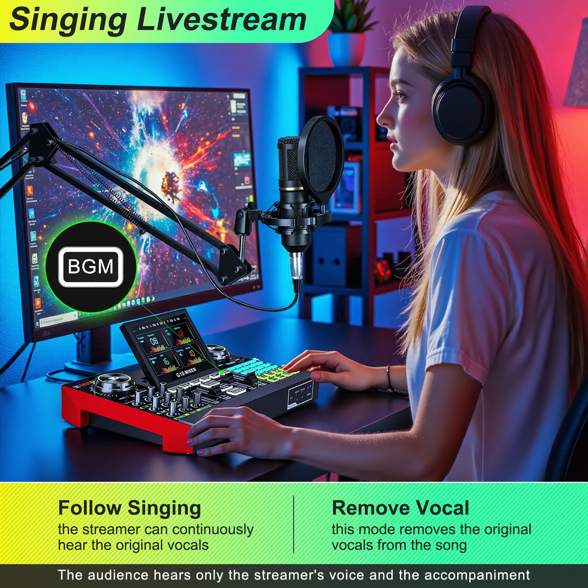 Podcast Equipment Bundle, Recording Studio Package with Voice Changer, Live Sound Card - Audio Interface for Laptop Computer Vlog Living Broadcast Live Streaming Plug And Play PC Computer Kit with Professional Chipset For, Gaming, Singing