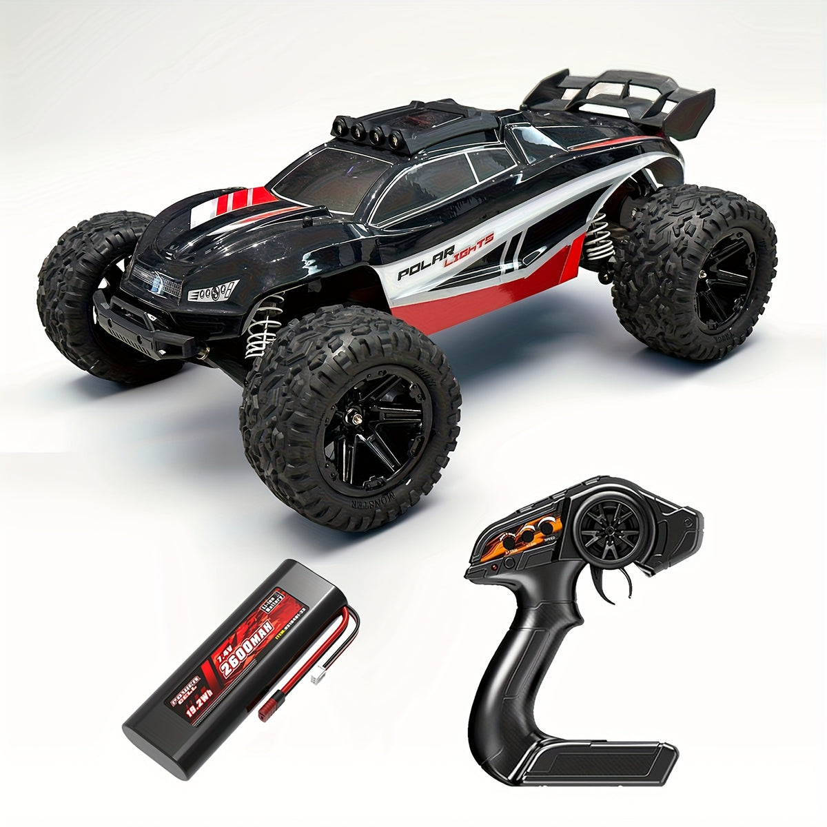 1:8 Full Scale High Speed Off-road Large RC Car, 45KM/H Racing Drifting Truck for Hobbyists, All Terrain Application, LED Headlights, 2600mAh Battery, 2.4Ghz Remote Control, Outdoor Sports Gifts