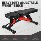 Heavy Duty Adjustable Weight Bench with Resistance Bands And Leg Support, Multi-Function Sit-Up Bench for Home Strength Training, Bench Press, Push-Ups And Ab Workout