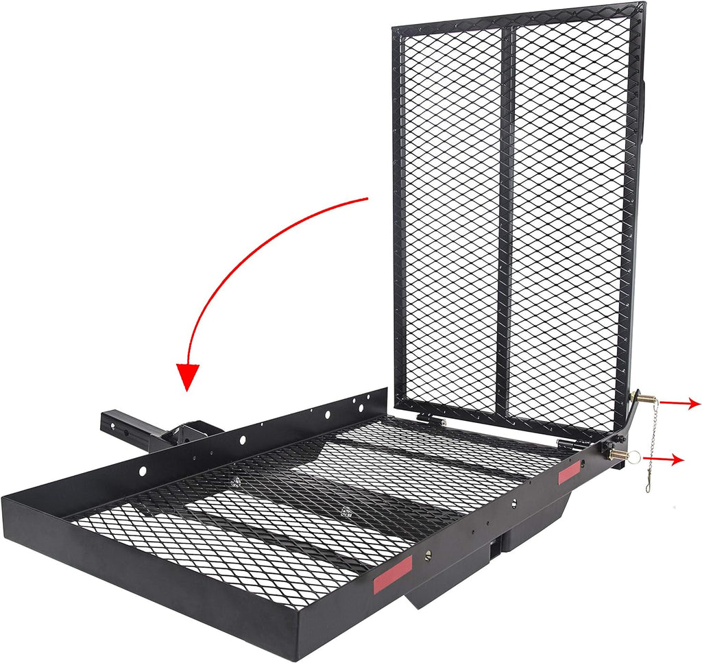 Hitch Cargo Carrier with Ramp Foldable Hitch Mount Wheelchair Carrier Mobility Scooter Ramp 500 Lbs Weight Capacity (halloween & accessories)