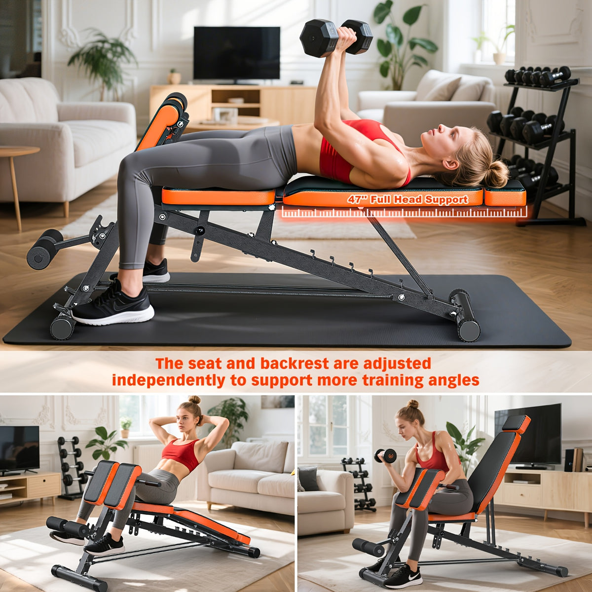 Home Gym Weight Bench, 5-In-1 Adjustable Workout Bench for Abs, Back, Glutes And Core Training, Heavy Duty 1000LBS Capacity