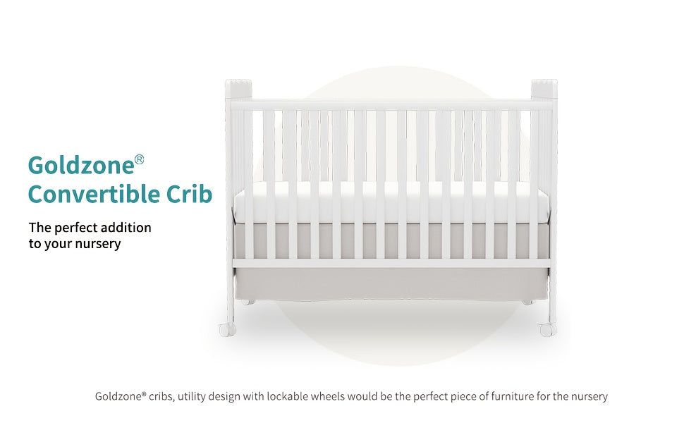 Goldzone 4in 1 Convertible Baby Crib, Wooden Baby Stuffs Converts Into Toddler Bed, Daybed, Newborn Essential with 3 Adjustable Base, Nursery Decor Necessities with Wheel & Non-Toxic Finishes, Item Weight: 36lbs, Maximum Weight Recommendation: 50lbs