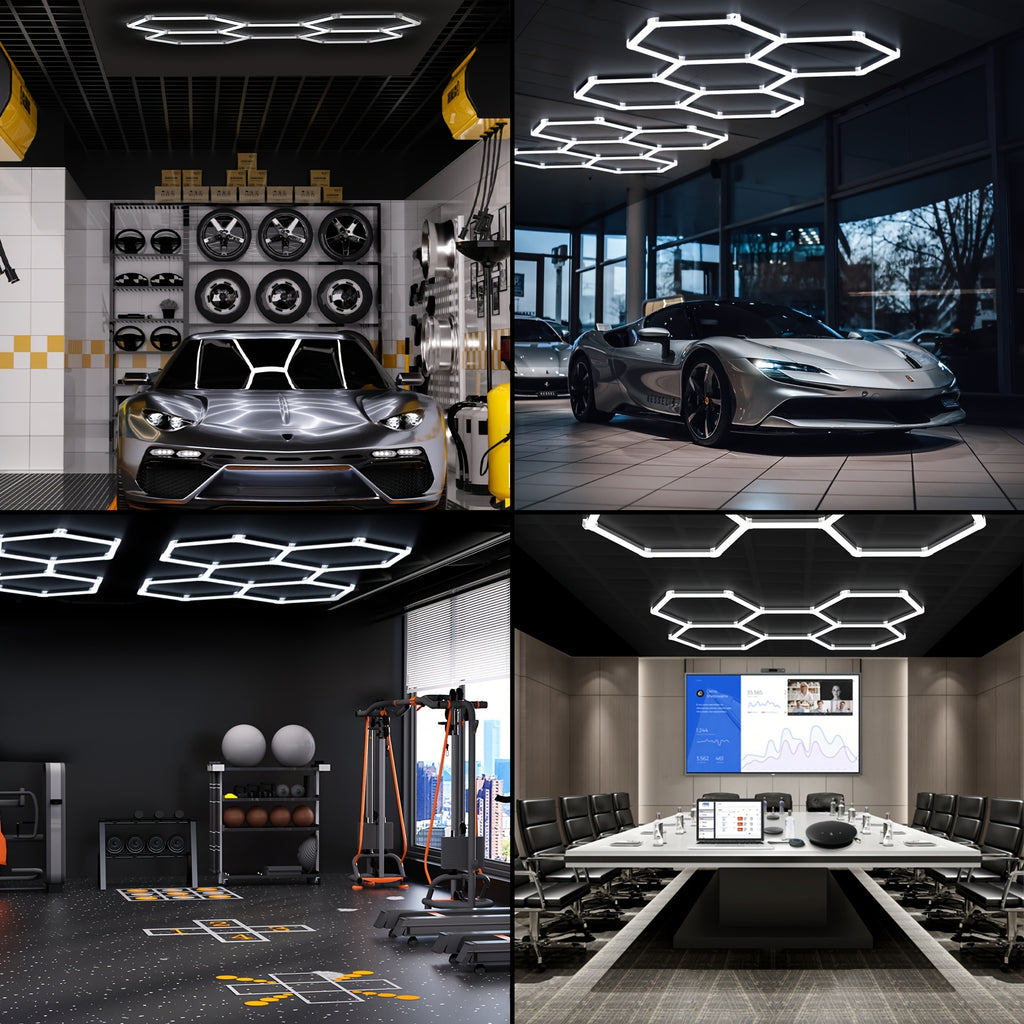 Hexagon LED Lights, 581W 58100LM 22 Grids Ultra Bright Daylight White Easy DIY Install Workshop & Garage Lighting, Durable, Gen 2 Bright Lighting