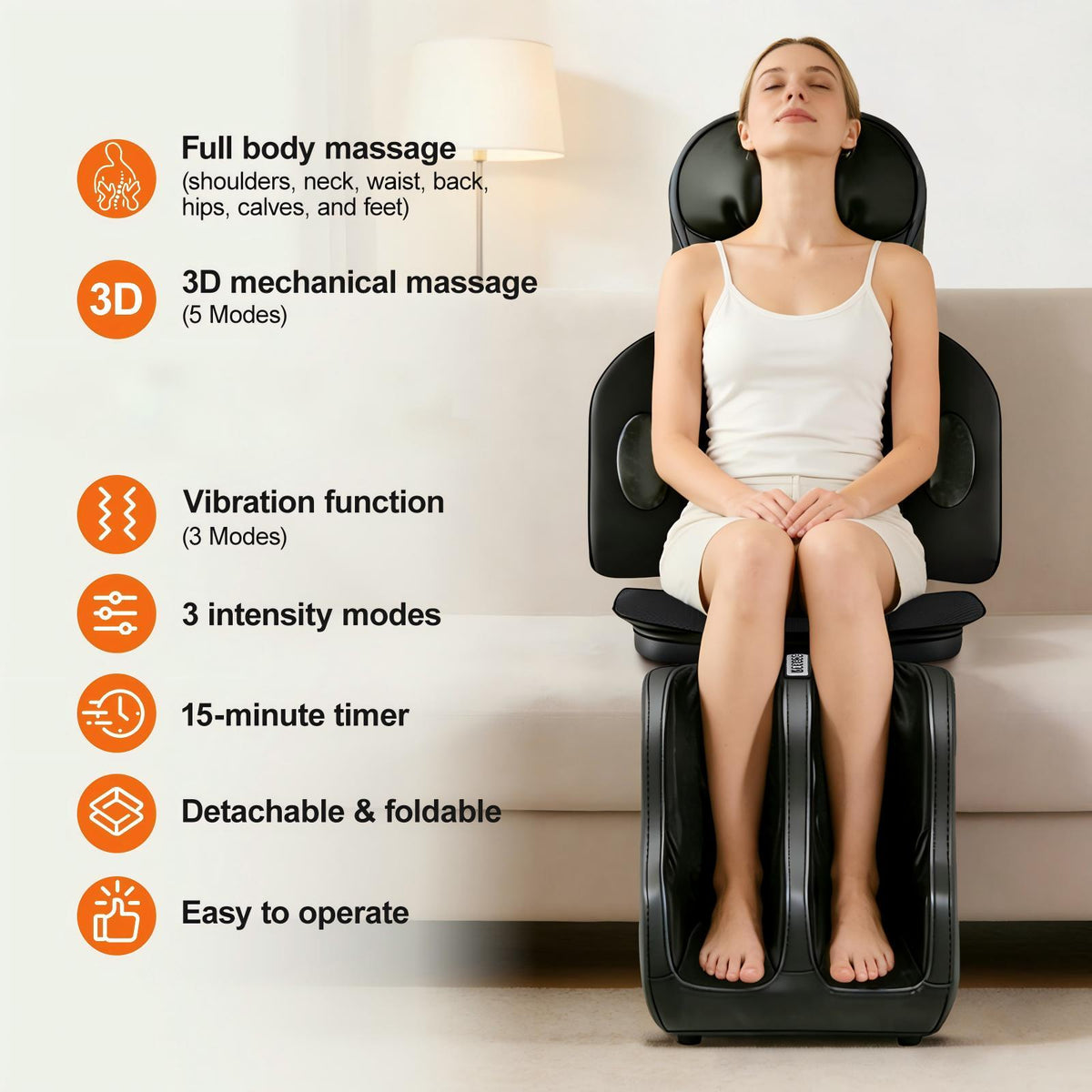 3D Shiatsu Full Body Massage Mat with Leg Massage Function, 8 Kneading Nodes & 9 Modes, Deep Muscle Relaxation for Neck, Back, Legs & Feet, Perfect for Home Office Fitness Use