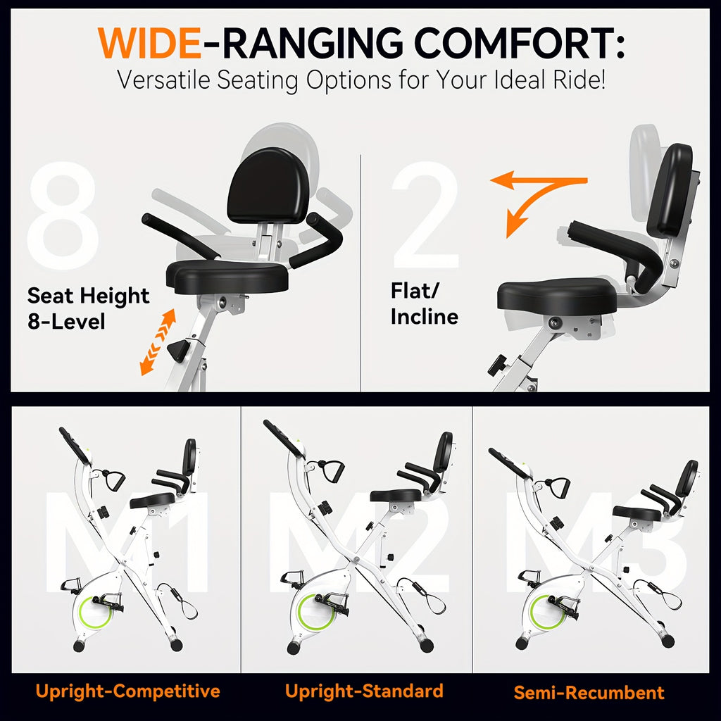 Foldable Exercise Bike Stationary Bikes for Home, 5in 1 Indoor Workout Bike, Cycling Bike with 16-Level Quiet Magnetic Resistance, 6.6 LBS Flywheel and 300LBS Capacity, 2025 Designed 817 X-bike