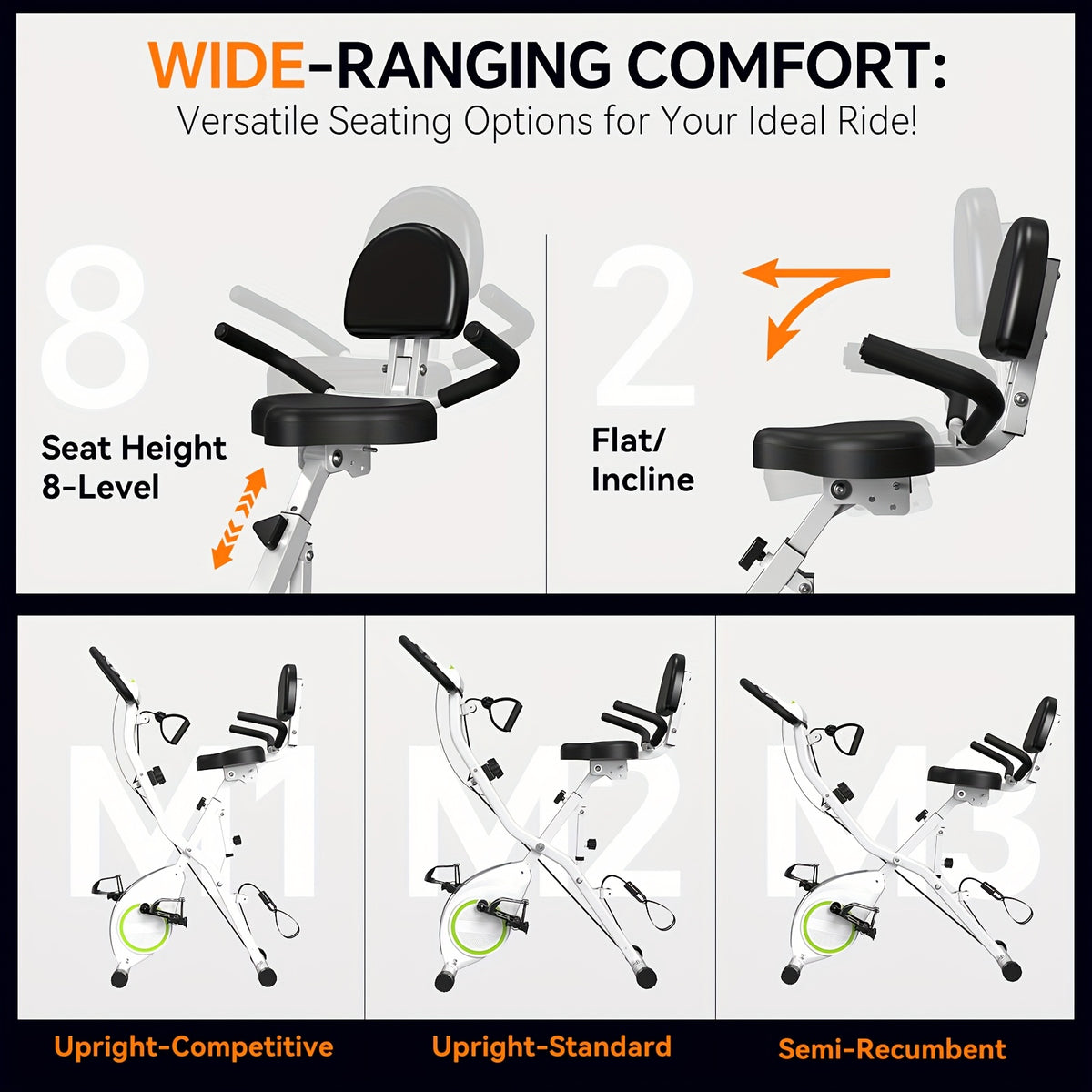 Foldable Exercise Bike Stationary Bikes for Home, 5in 1 Indoor Workout Bike, Cycling Bike with 16-Level Quiet Magnetic Resistance, 6.6 LBS Flywheel and 300LBS Capacity, 2025 Designed 817 X-bike