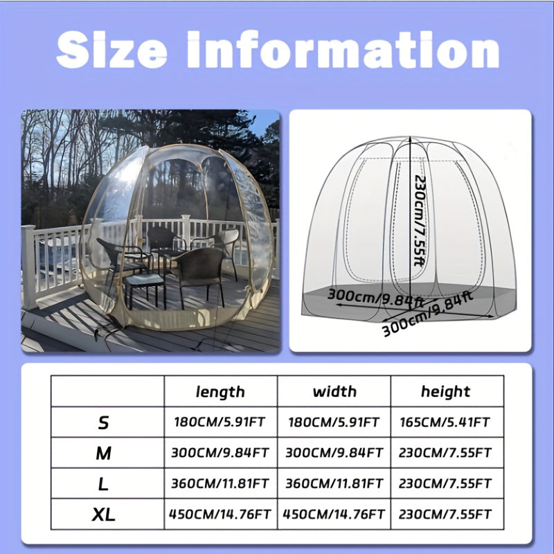 Transparent Party Tent with Frame - Large Clear Bubble Dome for Patio Sunroom