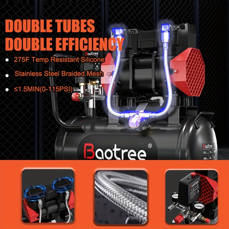 Ultra Quiet 14/10/8 Gallon Oil-Free Air Compressor With Wheels, Fast 60-Second Inflation, 3.5MPA Durable Design & Automaticoverheat Protection For Home/Commercial Use