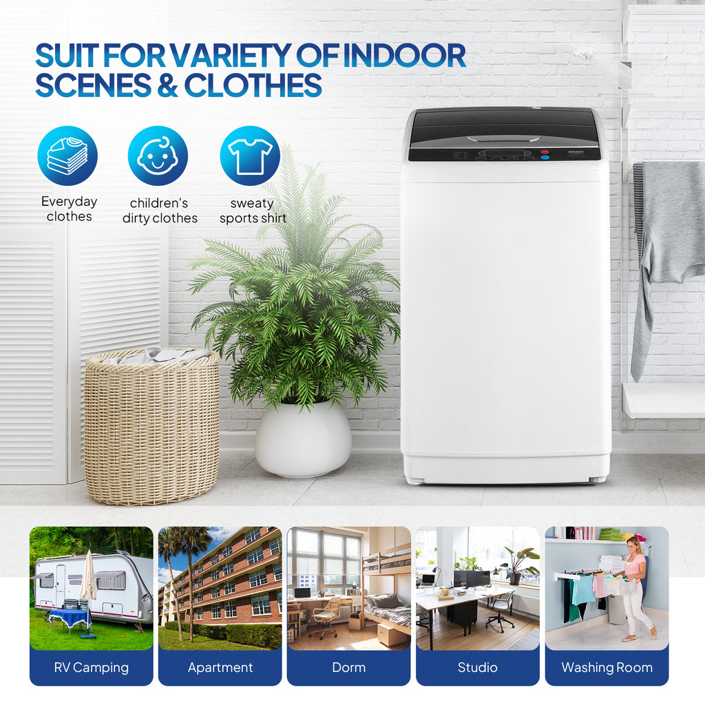 Portable Washing Machine - Compact Twin Tub Mini Washer & Spin Dryer Combo with Built-in Gravity Drain, 110V Electric Laundry Machine for Apartments, Dorms, RV, Camping - Energy Efficient, Quiet, Space Saving, No Installation Required, Quick Wash, Low Wat