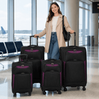 4-Piece Softside Expandable Luggage Set with Spinner Wheels, Lightweight Travel Suitcases with Telescopic Handle, Nested Storage Design