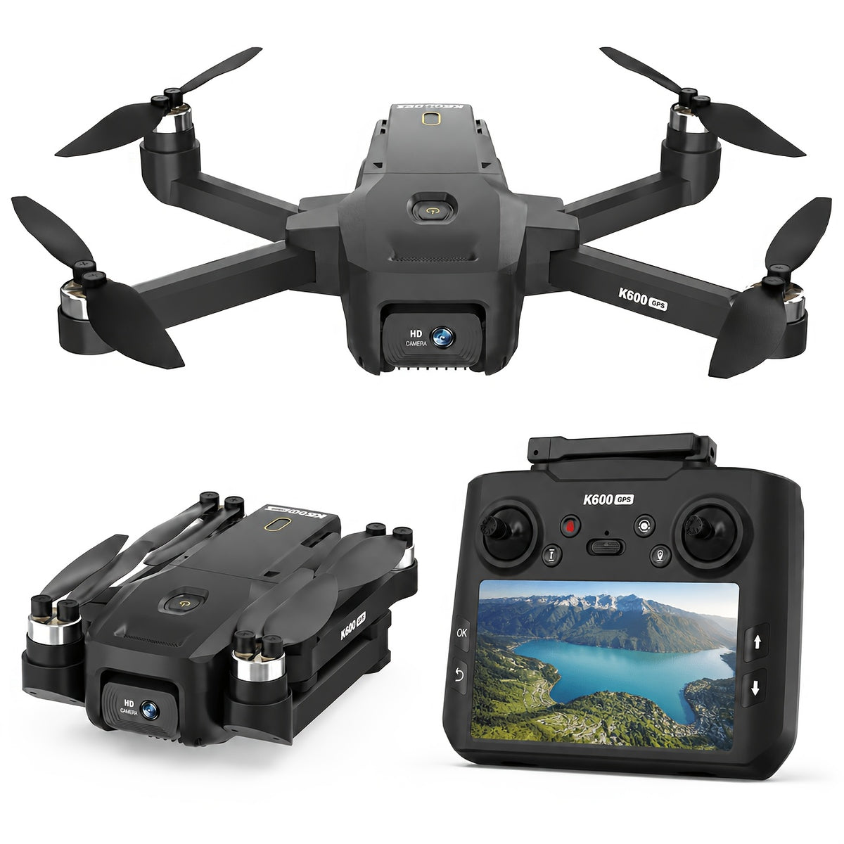 Drone with Camera for Adults, 4.5 Inch LCD RC Screen, Support Up to 32G SD Card, GPS Drone Auto Return Follow Me, Professional Brushless Motor Quadcopter Gesture Flight, Altitude Hold, 3 Speeds for Beginners, Under 250G
