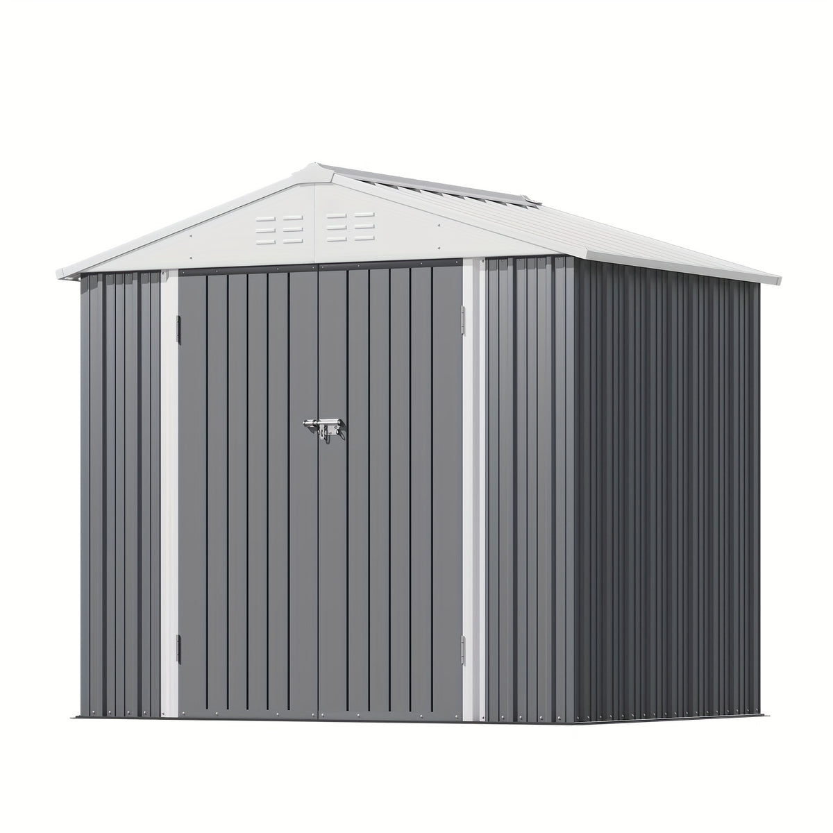 GUNJI 8X6 FT Outdoor Steel Storage Shed with Lockable Doors, Compact Small Bike Shed, Ideal for Garden, Backyard, Swimming Pool, Patio Utility And Tool Storage