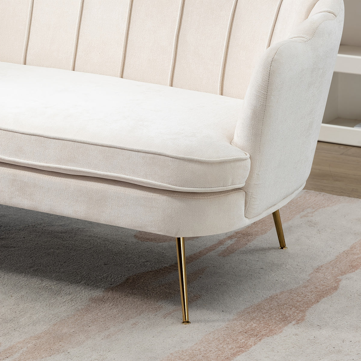 Comfy Loveseat Sofa Small Couch 2-Seater Sofa with Golden Metal Legs for Living Room, Bedroom, Apartment