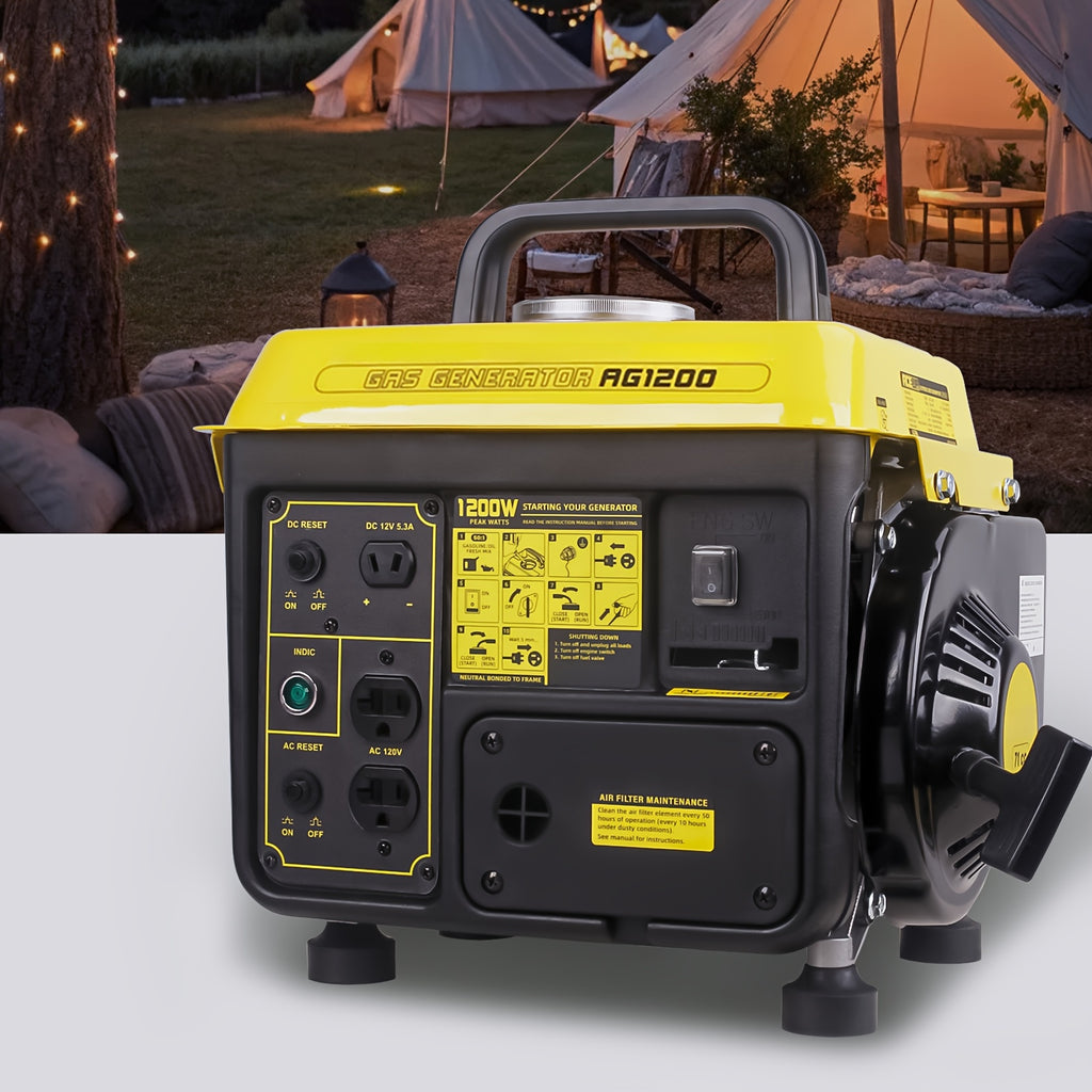 Aceup Energy 1200W Portable Gas-Powered Generator, Small Carrying Handle Generator For Camping, Home, Urgent Use, 1200W Peak Watts, 900W Running Watts