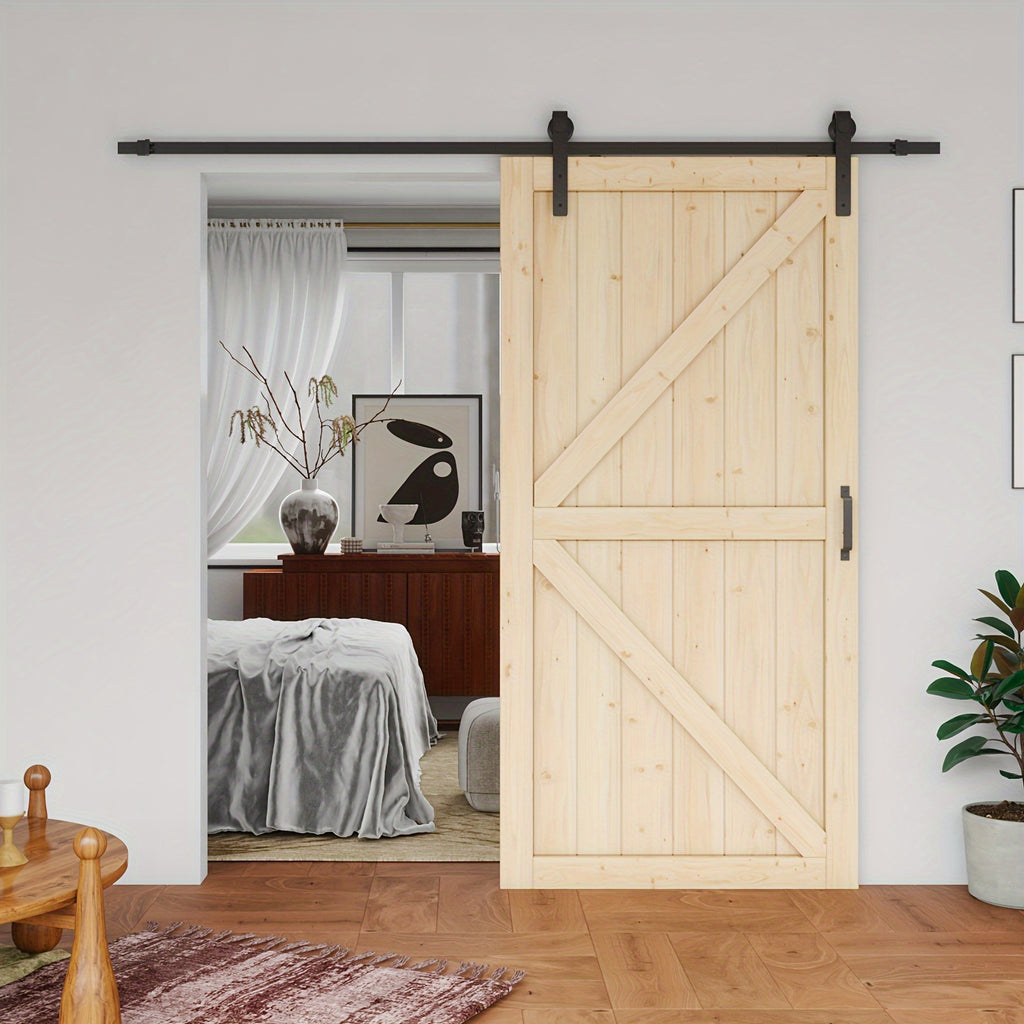 Pine Barn Door, Sliding Door for Living Room, Bedroom, Kitchen - Includes All Hardware Kit, Easy Assembly with Pre-Drilled Holes, DIY Paintable