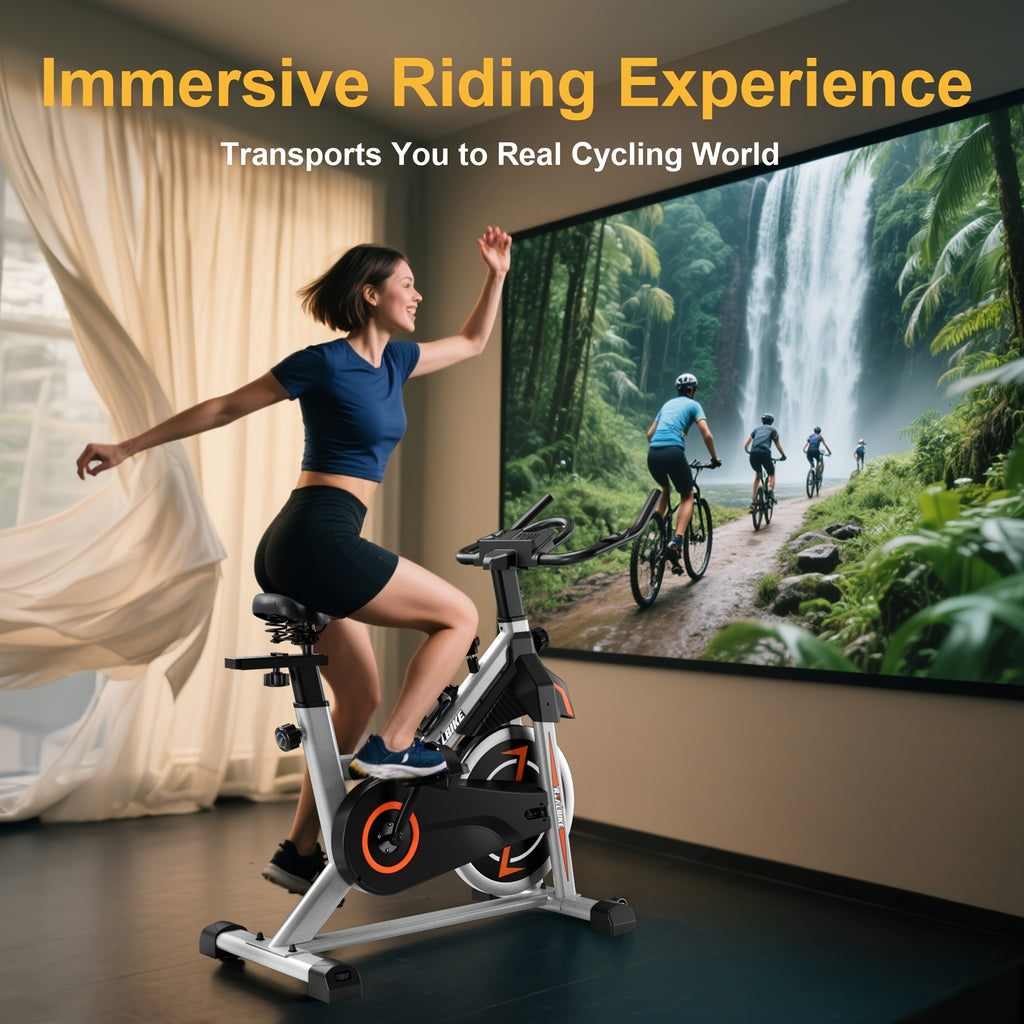 Silent Home Exercise Bike, 330 Lbs Weight Capacity, Indoor Fitness Bicycle with Tablet Holder and Display, Adjustable Resistance Cardio Trainer, Home Fitness Equipment