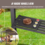 8'X7.8' Grill Gazebo Canopy - Sturdy Steel Structure, Two-Tiered Canopy for Outdoor Grilling with Shelves, Ceiling Hooks, And Ground Stakes, Outdoor Patio Canopy Tent BBQ Gazebo for Your Backyard