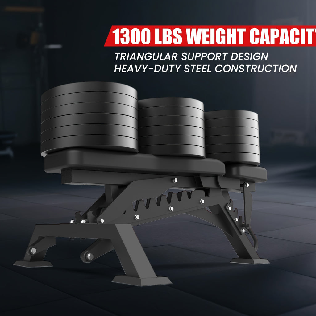 Adjustable Weight Bench, Heavy Duty Workout Bench for Home And Garage Gym, Multi-Position Backrest And Seat Strength Training Bench, 1300lbs Capacity, Red