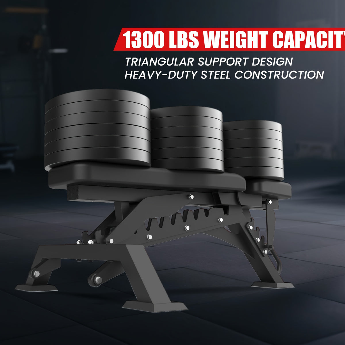Adjustable Weight Bench, Heavy Duty Workout Bench for Home And Garage Gym, Multi-Position Backrest And Seat Strength Training Bench, 1300lbs Capacity, Red
