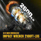 1700/2100 Ft-Lbs Cordless Impact Wrench, 3/4 Inch Electric Impact Gun, Compatible with Dewalt 20V MAX Battery, Brushless Constant High Torque Impact Driver with 3 Speed, Tool Solely (No Battery Included)