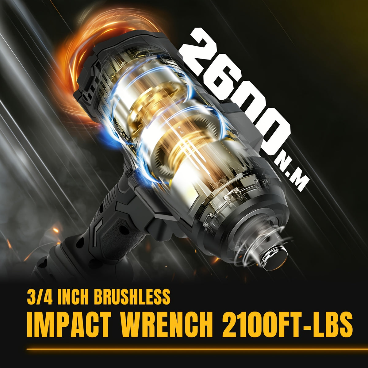 1700/2100 Ft-Lbs Cordless Impact Wrench, 3/4 Inch Electric Impact Gun, Compatible with Dewalt 20V MAX Battery, Brushless Constant High Torque Impact Driver with 3 Speed, Tool Solely (No Battery Included)