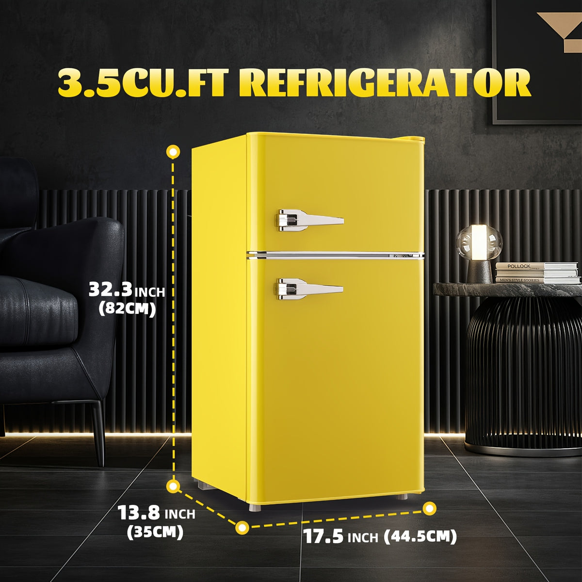 WANAI 3.6 Cu.Ft Mini Fridge with Freezer, 7 Adjustable Thermostat, Low Noise Small Refrigerator, Single Door Compact Refrigerator for Dorm, Office, Bedroom