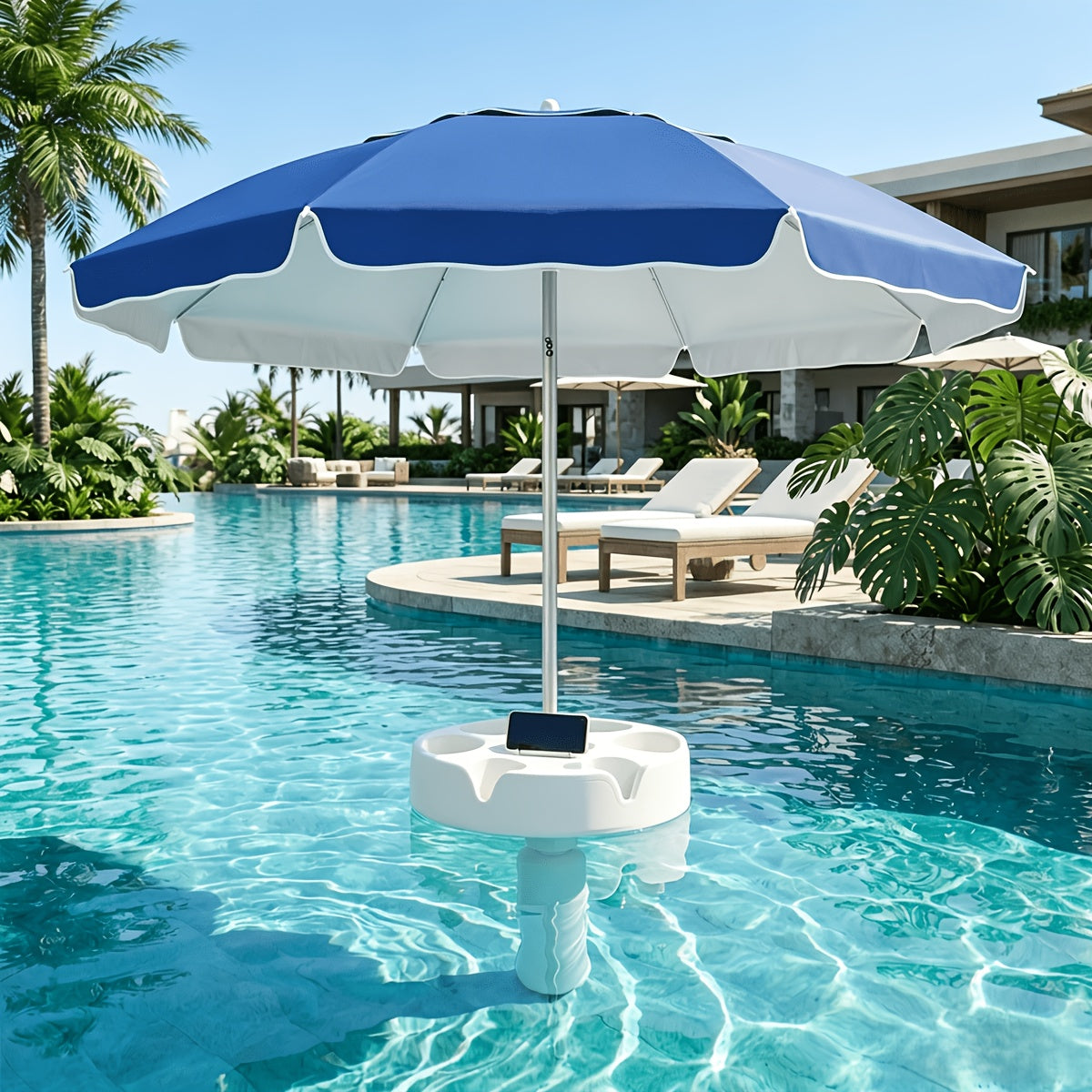 7FT Portable Poolside Umbrella with Base And Cup Holder, Ideal for Sun Protection at Pools, Beaches, And Lakes, Comes with Carry Bag