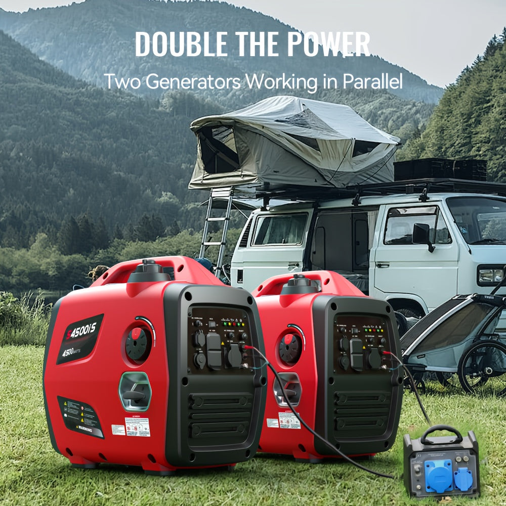 RV Portable Inverter Generator, Ultra Quiet, CO Alarm, Peak 2500W Rated 1900W, Peak 3200W Rated 2600W, Peak 4500W Rated 3600W, For RV Travel, Van Life, Road Trip, Camping, Patio, Backyard, Outdoor Working & Home Power Backup, Without Battery