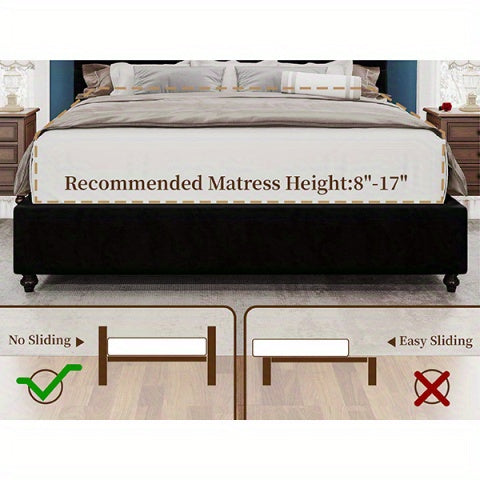ALBOTT Upholstered Platform Bed Frame With 52.8 Inch Sleigh Headboard- Button Tufted Design, No Box Spring Required, Easy To Assemble