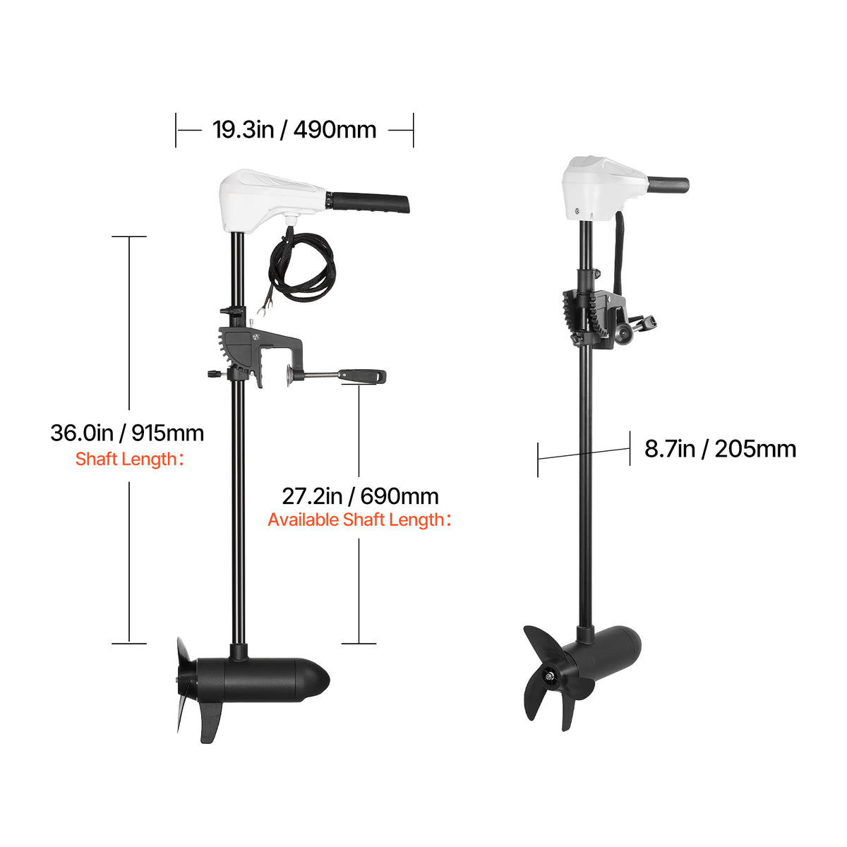 86lb 24V Thrust Electric Trolling Motor Saltwater Trolling Boat Engine for Kayak