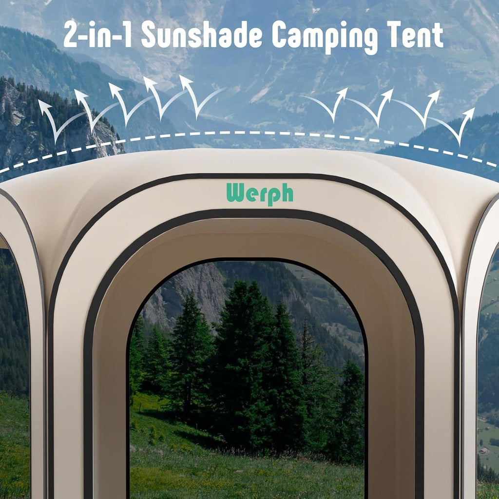 WERPH Screen Tent Camping Canopy 12x12, Screen Room with Mosquito Tent,Pop Up Screen Tent Canopy with Mosquito Net,Outdoor Tent Canopy,Pop Up Gazebo for Lawn & Garden,Parties or Camping,Beige