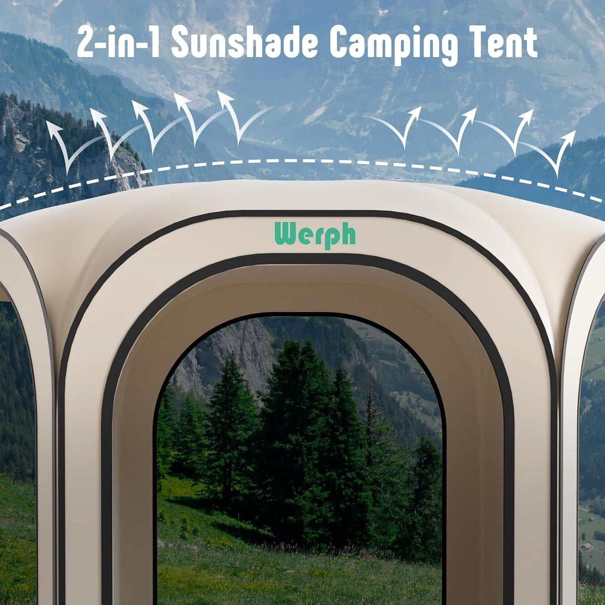WERPH Screen Tent Camping Canopy 12x12, Screen Room with Mosquito Tent,Pop Up Screen Tent Canopy with Mosquito Net,Outdoor Tent Canopy,Pop Up Gazebo for Lawn & Garden,Parties or Camping,Beige