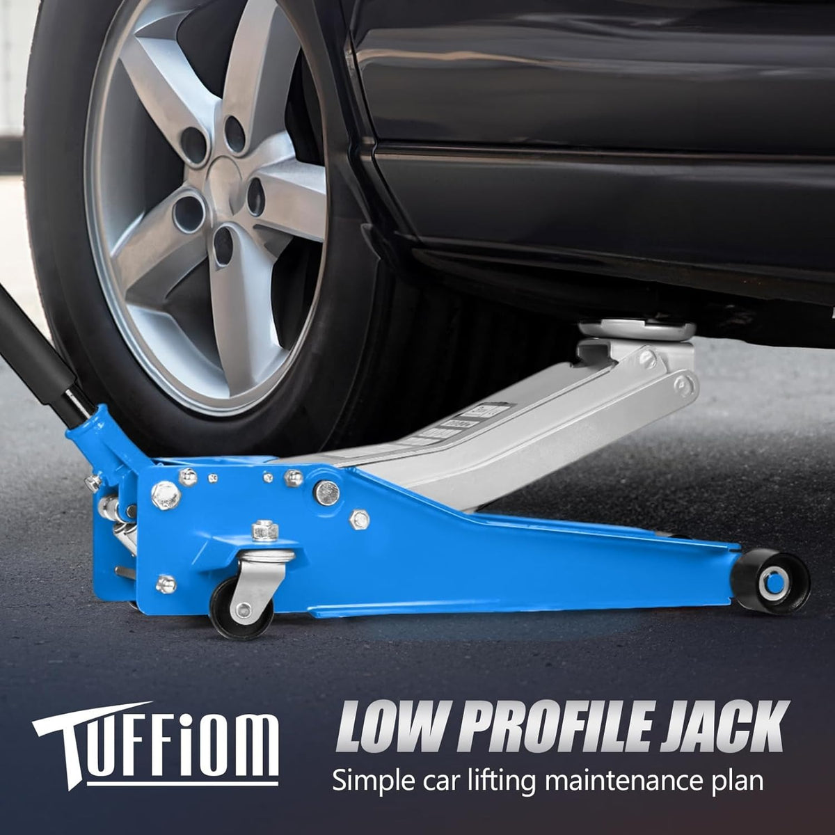 Low Profile Floor Jack, Heavy Duty Jack with Dual Pistons Quick Lift Pump for Cars & SUVs, Lifting Range 2-19/20" to 20-1/10", Orange