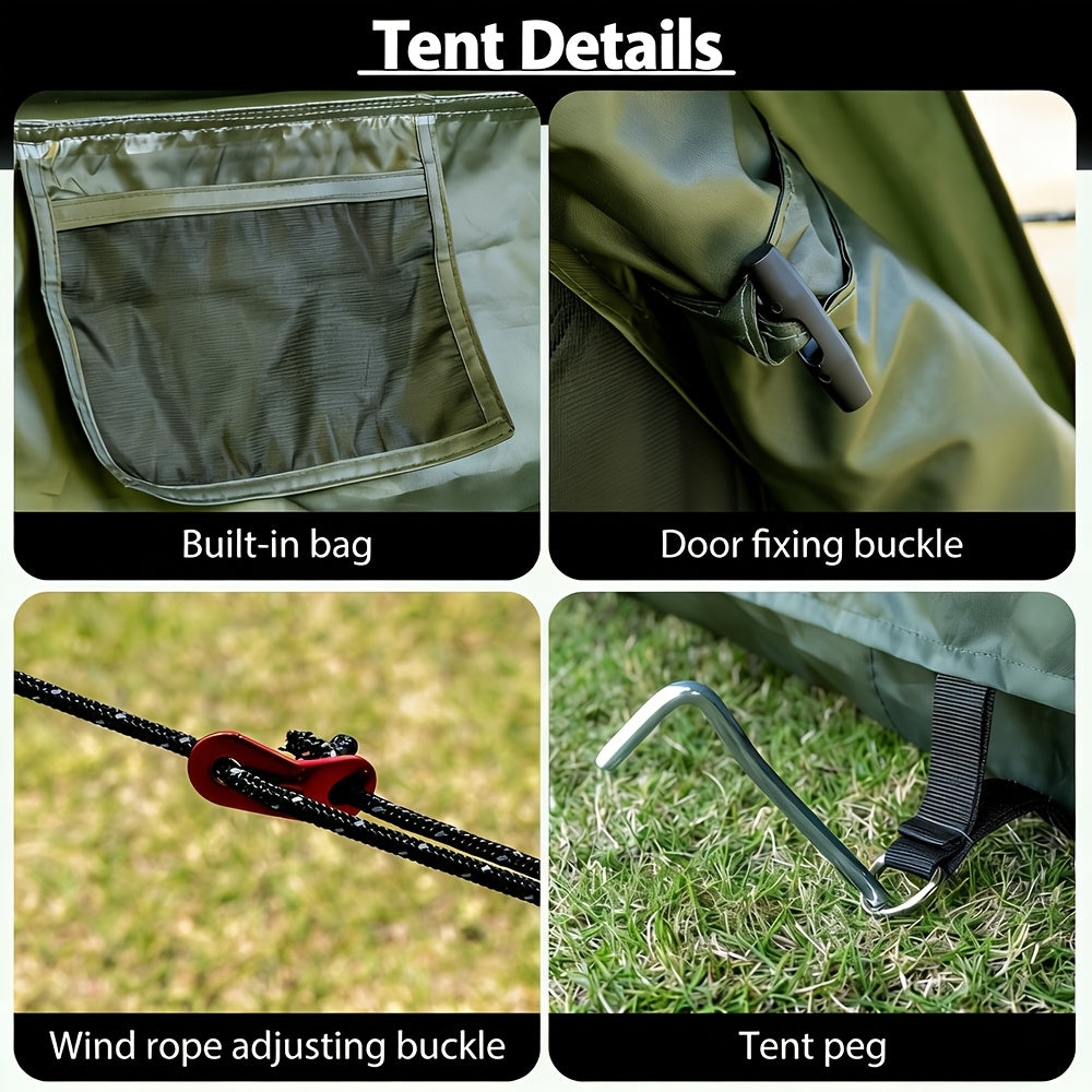 129 Sq.ft Inflatable Camping Tent | Outdoor Blow Up Tent Oxford 4 Season Air Tent Cabin House with Mesh Windows & Door, PVC & Polyester Material, Double Door, 2000mm-3000mm, Suitable for All Seasons