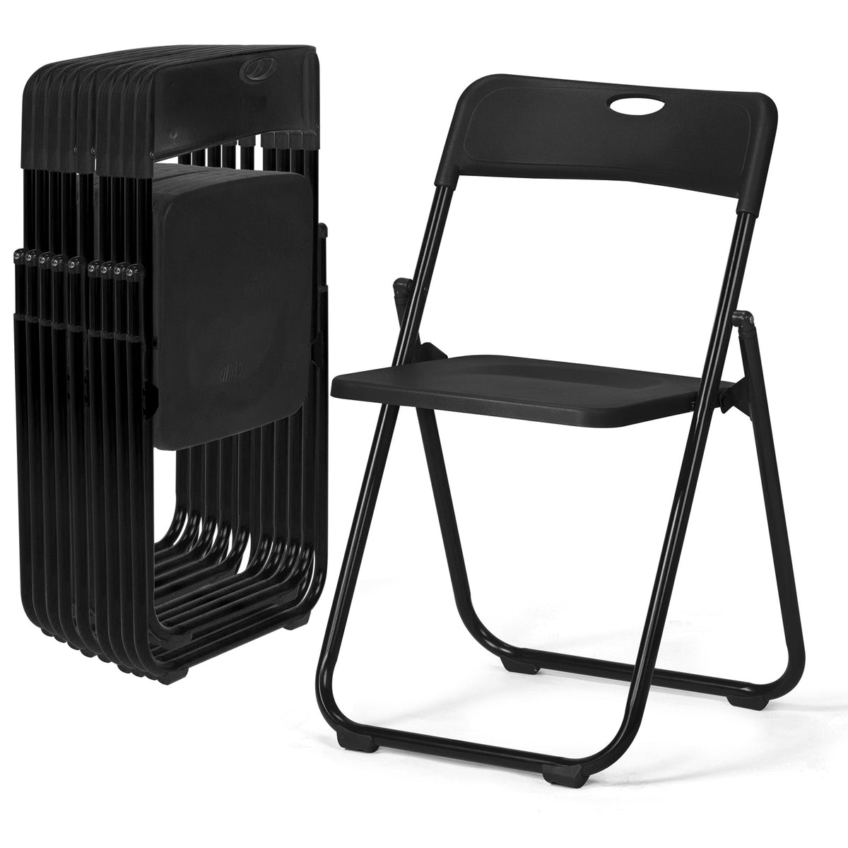 Set of 10 Durable Metal Frame Folding Chairs, Stackable Plastic Seating for Commercial Use, Ideal for Family Gatherings, Celebrations, Outdoor Meals, Educational Institutions, And Weddings. Designed for Hard Surfaces, Easy to Clean