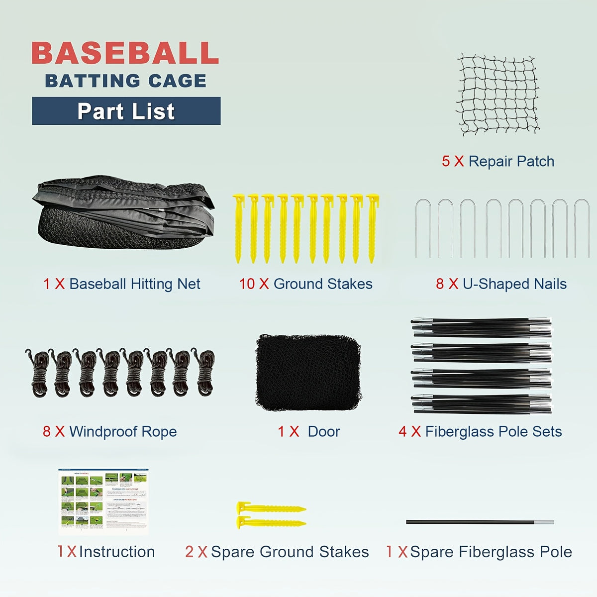 Baseball Batting Cage 20/30Ft for Backyard, Baseball Training Equipment Netting Cages, Golf Softball Baseball Nets for Batting with Frame And Net, Hitting And Pitching Practice