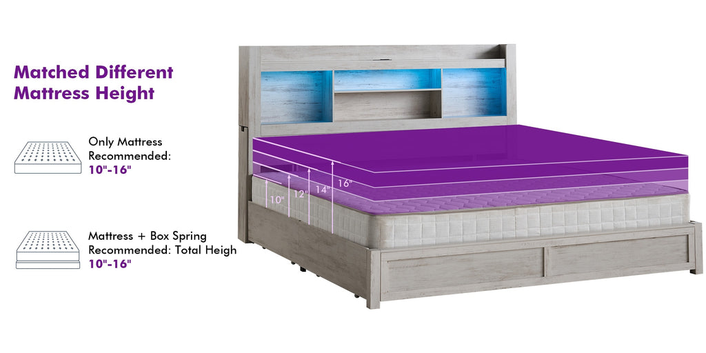 Wooden Platform Bed Frame with 4 Storage Drawers and Farmhouse Styling for Organized Bedrooms