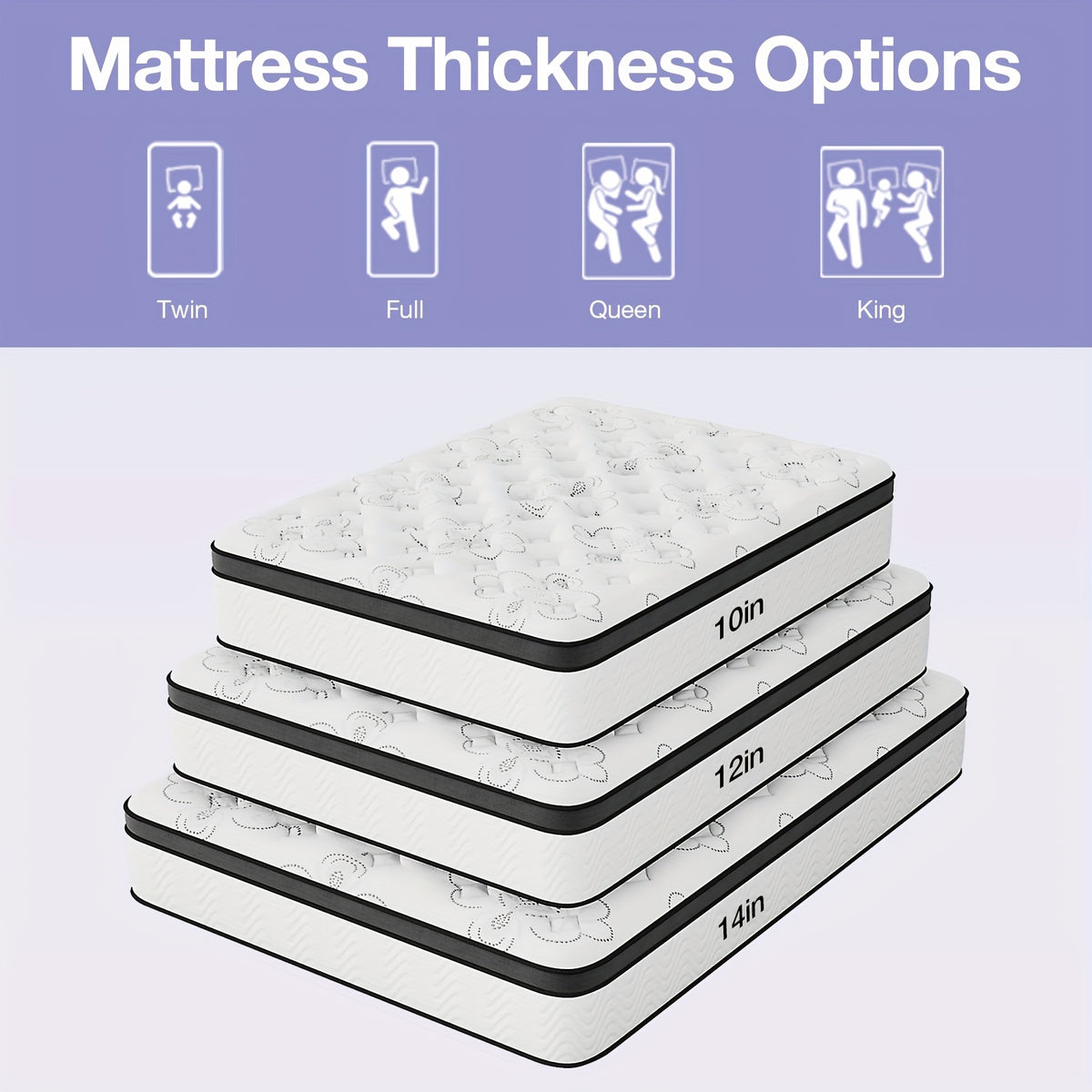 12-Inch Mattress, Memory Foam And Pocketed Coils Hybrid Mattress with Pressure Relief, Motion Isolation, Edge Support, Plush Feel, Mattresses in a Box