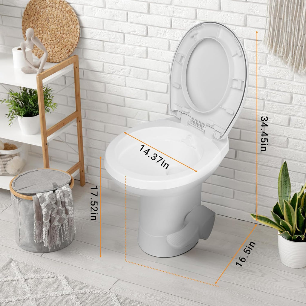 Bonnlo HDPE Outdoor Toilet Gravity Flush with Foot Pedal Standard Height Camper Toilet for RVs Trailers and Outdoor Camping Portable Clean Sanitation