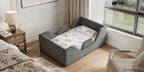 Toddler Floor Bed with Removable Safety Rails And Storage Bag, Kids Bed for Girls And Boys, Standard Crib Size, Safety Upholstered Beds, Low to Floor Design