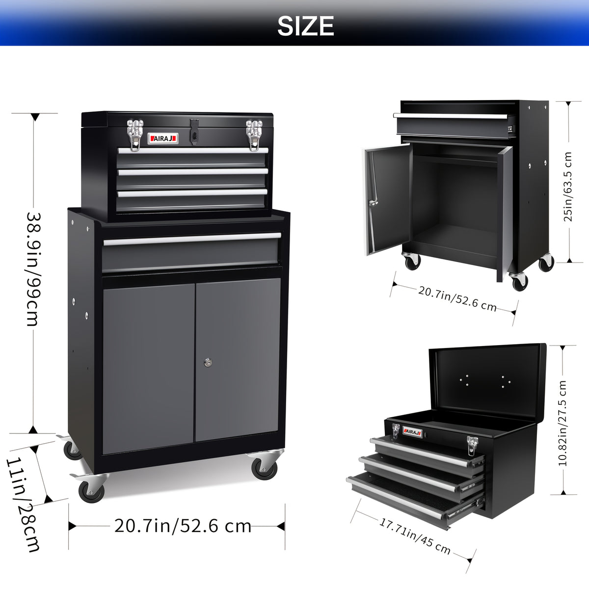 [Heavy-Duty Tool Cabinet] 4-Drawer And Double Door Tool Cabinet 2-In-1, 37 LBS Heavy-Duty Tool Cabinet, Multi Color Selection Tool Chest, With Safety Lock System, Suitable For Home Garage And Workshop Tool Storage