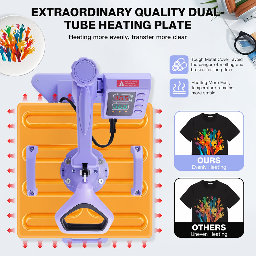 HOMDOX 15"x15" - 11pcs(8 In 1) / 8pcs(5 In 1) Heat Press Set With 30OZ Tumbler Press, Slide Out 360° Swing Away For T-Shirt/Cloth Bags/Tumbler/Mug/Hat/Plate - 15"x15" Slide Out T-shirt Heat Press Machine Can Only Press T-Shirt/Pillows/Cloth Bags