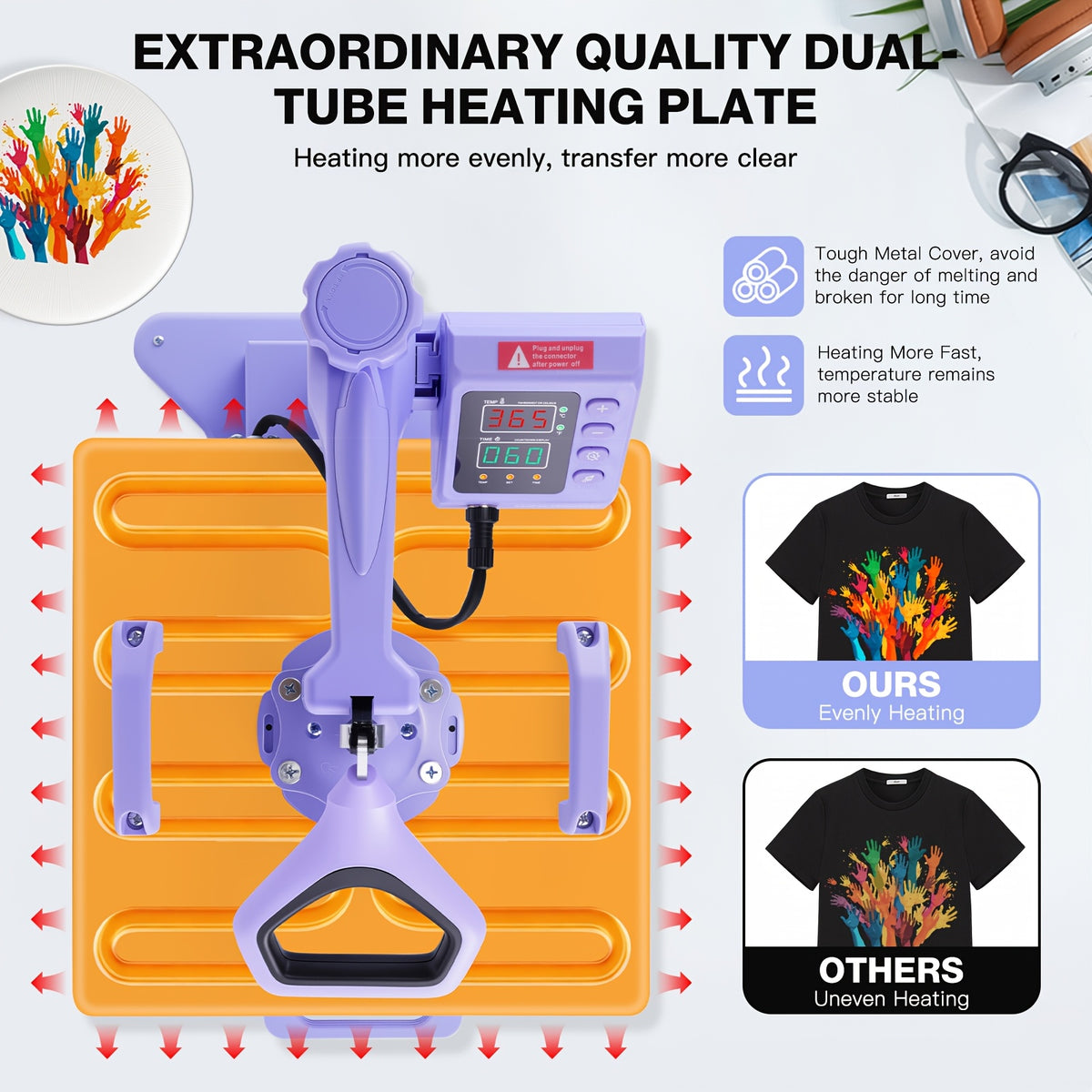 HOMDOX 15"x15" - 11pcs(8 In 1) / 8pcs(5 In 1) Heat Press Set With 30OZ Tumbler Press, Slide Out 360° Swing Away For T-Shirt/Cloth Bags/Tumbler/Mug/Hat/Plate - 15"x15" Slide Out T-shirt Heat Press Machine Can Only Press T-Shirt/Pillows/Cloth Bags