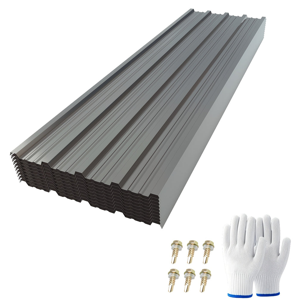 [Metal Roofing Panels] 72.85" X 18.9" High-Quality Metal Roofing Panels, Heavy Duty Waterproofing Corrugated Galvanized Steel Roof Panels, Metal Siding Panels Gazebo Top Cover for Pergola, Patio, Garden and Mobile Home (10/20pcs, Gray)